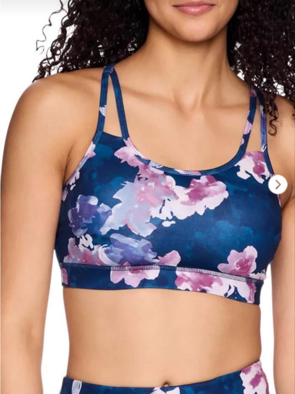 ❥𝐆𝐀𝐈𝐀𝐌: Women’s Strappy Sports Bra - Navy/Floral